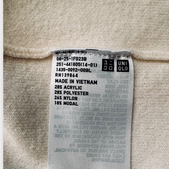 Uniqlo Cream Open-Front Long Knit Cardigan Size M - Picture 6 of 9